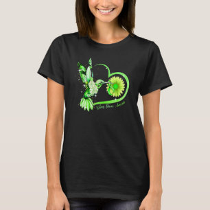 Hummingbird Sunflower Heart Green Ribbon Kidney Di T-shirt