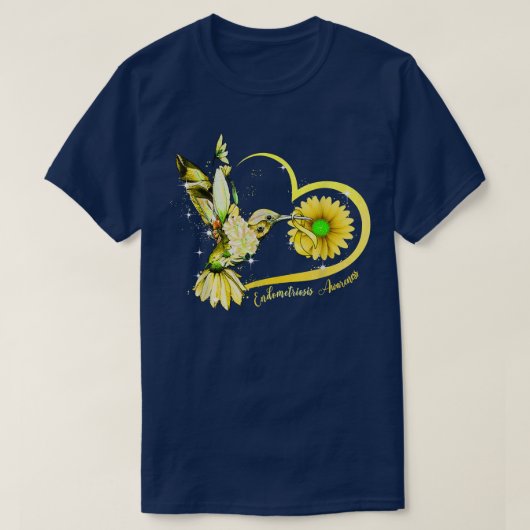 Hummingbird Sunflower Heart Yellow Ribbon Endometo T-shirt (Design voorkant)