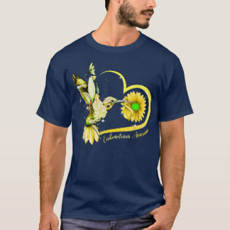 Hummingbird Sunflower Heart Yellow Ribbon Endometo T-shirt