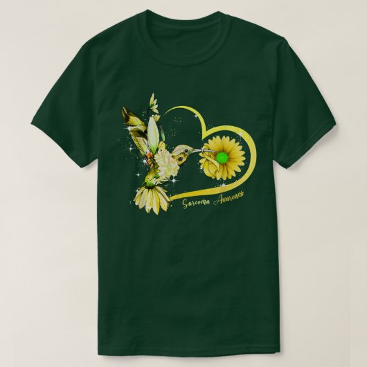 Hummingbird Sunflower Heart Yellow Ribbon Sarcoma T-shirt (Design voorkant)