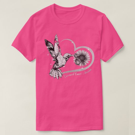 Hummingbird Sunflower Heart Zebra Ribbon Carcinoïd T-shirt (Design voorkant)