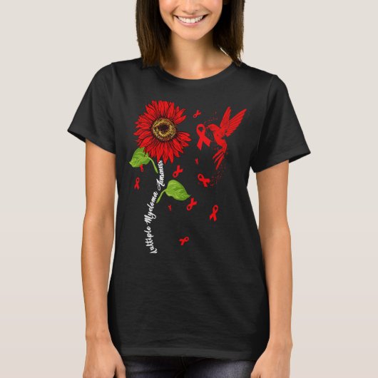 Hummingbird & Sunflower Multiple Myeloma Awareness T-shirt (Voorkant)