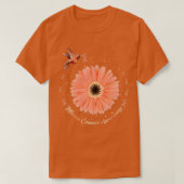 Hummingbird Sunflower Peach Ribbon Uterine Cancer T-shirt (Design voorkant)