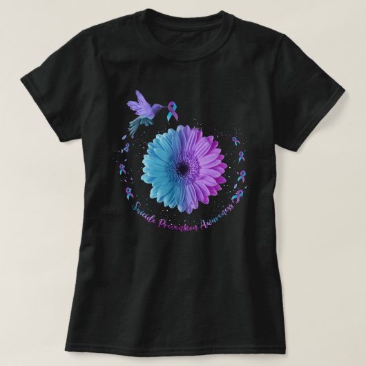 Hummingbird Sunflower Suicide Prevention Awareness T-shirt (Design voorkant)