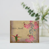Hummingbird & Sweet Peas Rustic Change of Address Briefkaart (Staand voorkant)