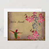 Hummingbird & Sweet Peas Rustic Change of Address Briefkaart (Voorkant / Achterkant)