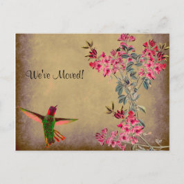 Hummingbird & Sweet Peas Rustic Change of Address Briefkaart
