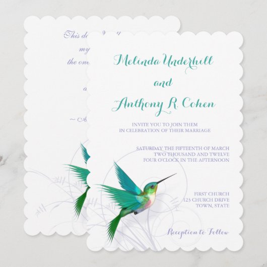Hummingbird Swirl 5x7 Weddenschap Kaart (Voorkant / Achterkant)