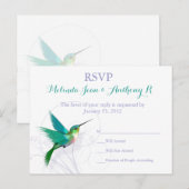 Hummingbird Swirl RSVP-Briefkaart Uitnodiging Briefkaart (Voorkant / Achterkant)