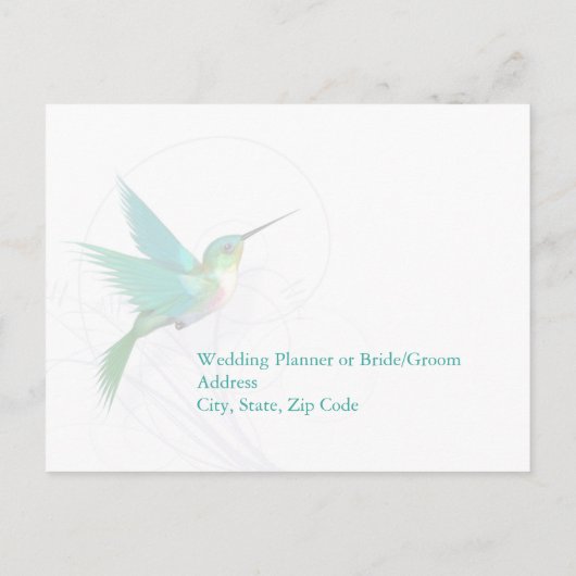 Hummingbird Swirl RSVP-Briefkaart Uitnodiging Briefkaart (Achterkant)