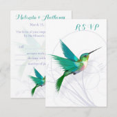 Hummingbird Swirl RSVP-kaart RSVP Kaartje (Voorkant / Achterkant)