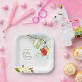 Hummingbird Teacup Floral Papieren Bordje (Feest)