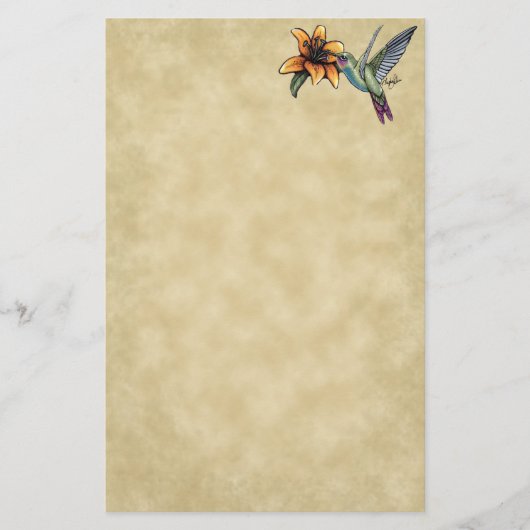 Hummingbird Tiger Lillie Fairy Art Stationery Briefpapier (Voorkant)