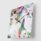 Hummingbird Time Vierkante Klok (Hoek)