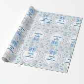 Hummingbird Toile Blue Celebration Cadeaupapier (Uitgerold)