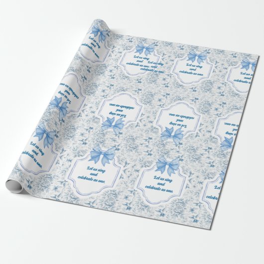 Hummingbird Toile Blue Celebration Cadeaupapier (Uitgerold)