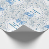Hummingbird Toile Blue Celebration Cadeaupapier (Hoek)