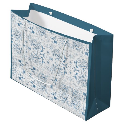 Hummingbird Toile Gift Bags Groot Cadeauzakje (Voorkant Gekanteld)