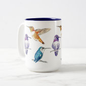Hummingbird Trio Illustratie Tweekleurige Koffiemok (Voorkant links)