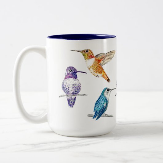 Hummingbird Trio Illustratie Tweekleurige Koffiemok (Links)