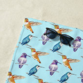 Hummingbird Trio met Aqua Background Strandlaken (In situ)
