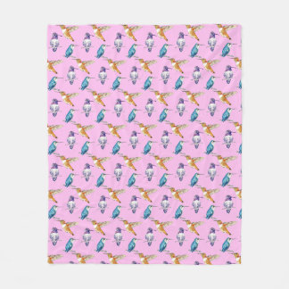 Hummingbird Trio roze achtergrond Fleece Deken