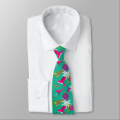 Hummingbird Tropical Beach Wedding Pink Green Blue Stropdas (Gebonden)