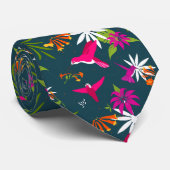 Hummingbird Tropical Flowers and Palms Wedding Stropdas (Opgerold)