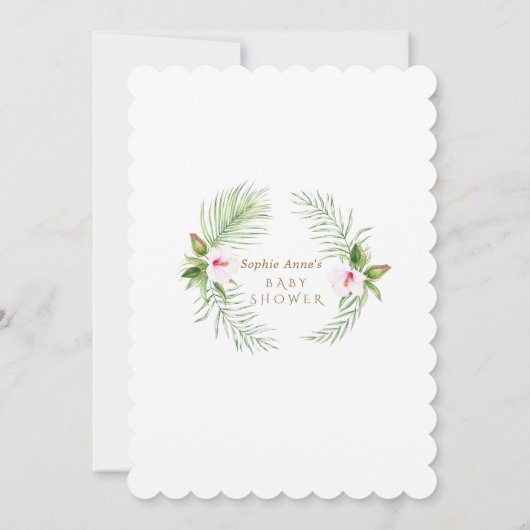 Hummingbird Tropical Flowers Baby Shower Kaart (Achterkant)