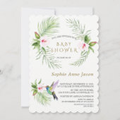 Hummingbird Tropical Flowers Baby Shower Kaart (Voorkant)