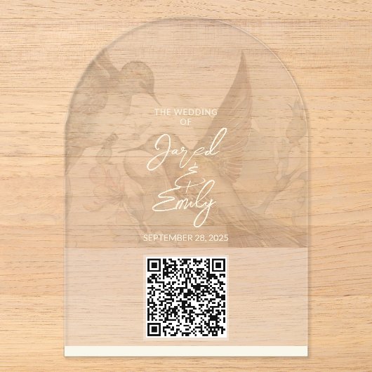 Hummingbird Trouw QR Code Uitnodiging (Voorkant)