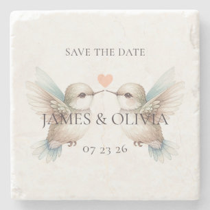Hummingbird Trouw Save the Date Stenen Onderzetter