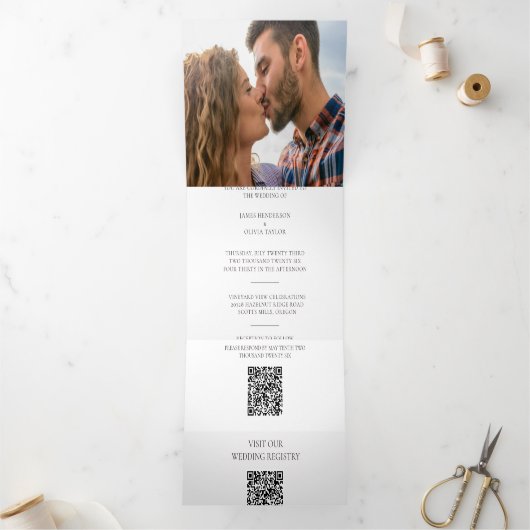 Hummingbird Trouwkaart Drievoudige Uitnodiging met (Binnen)