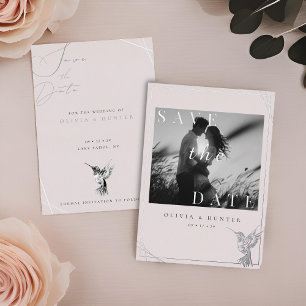 Hummingbird Trouwkaart Save the Date Foto Overlay Folie Uitnodiging