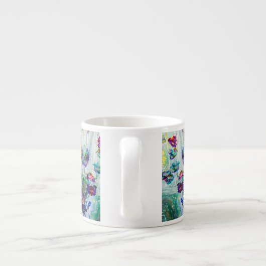 Hummingbird tuin abstract schilderij espresso kop (Achterkant)