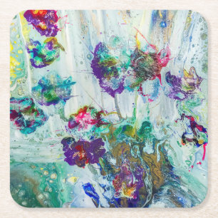 Hummingbird tuin abstract schilderij kartonnen onderzetters