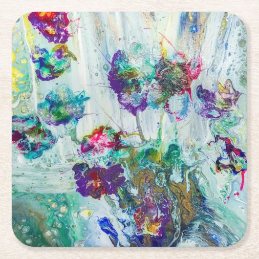 Hummingbird tuin abstract schilderij kartonnen onderzetters (Voorkant)