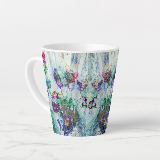 Hummingbird tuin abstract schilderij latte mok (Linkerhoek)