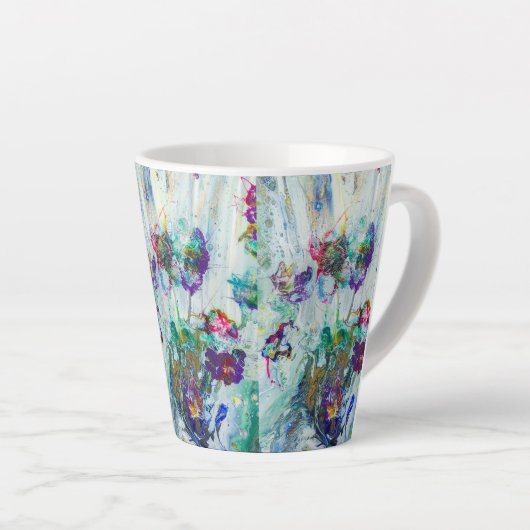 Hummingbird tuin abstract schilderij latte mok (Rechterhoek)