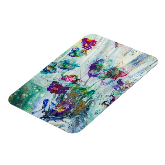 Hummingbird tuin abstract schilderij magneet (Linkerzijde)