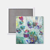 Hummingbird tuin abstract schilderij magneet (Voorkant / Achterkant)