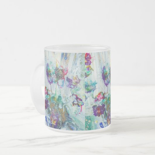 Hummingbird tuin abstract schilderij matglas koffiemok (Voorkant links)