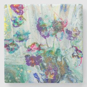 Hummingbird tuin abstract schilderij stenen onderzetter