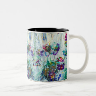 Hummingbird tuin abstract schilderij tweekleurige koffiemok