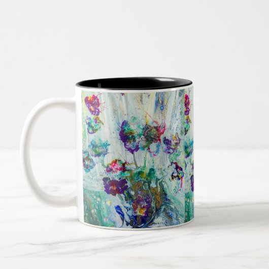 Hummingbird tuin abstract schilderij tweekleurige koffiemok (Links)