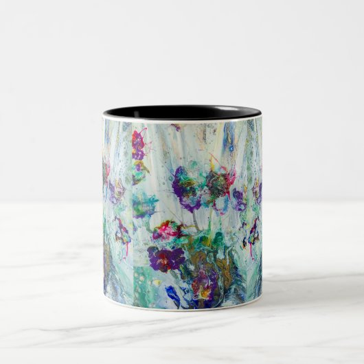 Hummingbird tuin abstract schilderij tweekleurige koffiemok (Center)