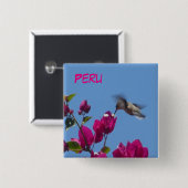 Hummingbird uit Peru-Button Vierkante Button 5,1 Cm (Voorkant /achterkant)