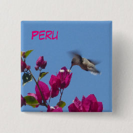 Hummingbird uit Peru-Button Vierkante Button 5,1 Cm