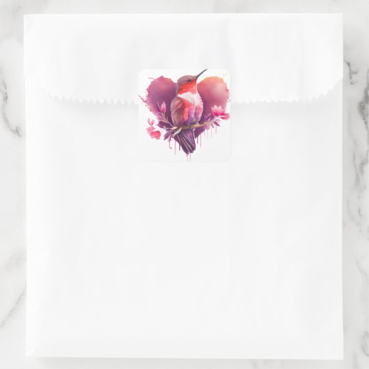  Hummingbird Valentijn Vierkante Sticker (Tas)