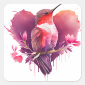  Hummingbird Valentijn Vierkante Sticker (Voorkant)
